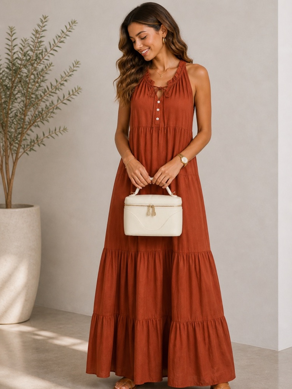 Oleada Mini Anchor Bag Cream Leather  NWT